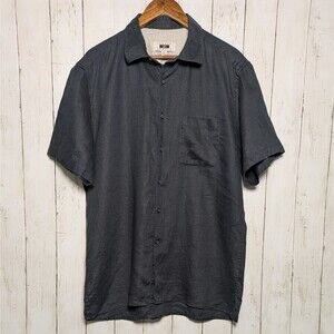 Joseph Abboud Black Linen Button Up Shirt XL Men Short Sleeve Casual